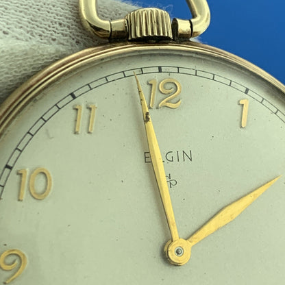 1950 Mid Century Elgin 10K Rolled Gold Grade 546 Model 5 Working Pocket Watch