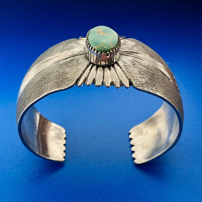 Vintage Native American 925 Sterling Silver Turquoise Statement Cuff Bracelet