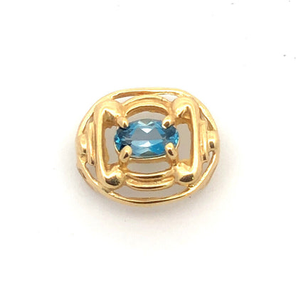 Designer OMG 10K Yellow Gold Oval Blue Topaz Slide Bracelet Charm