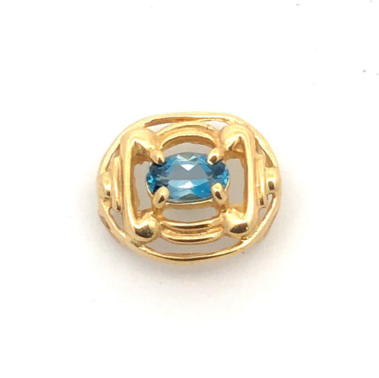 Designer OMG 10K Yellow Gold Oval Blue Topaz Slide Bracelet Charm