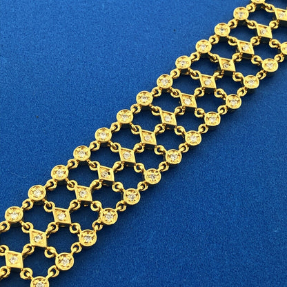 Designer ADI Sterling Silver Vermeil Cubic Zirconia CZ Statement Tennis Bracelet
