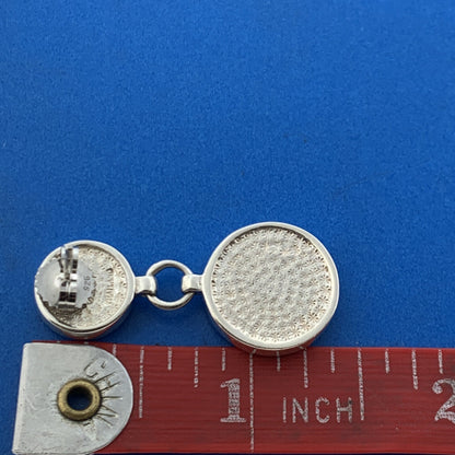 Designer 925 Sterling Silver Mother Of Pearl Disc Modernist Dangle Drop Earrings