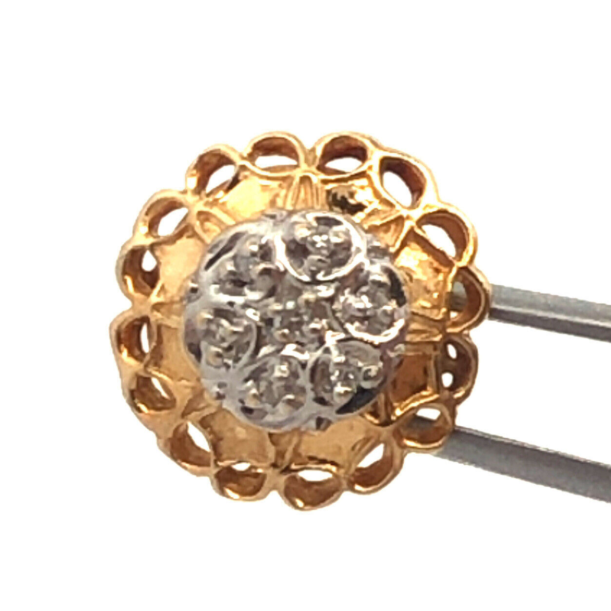 Designer KLJCI 14K Yellow Gold 2 Tone Diamond Round Flower Slide Bracelet Charm