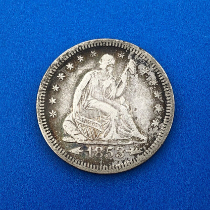 1853 P Silver Seated Quarter Dollar Arrows Rays No Motto Philadelphia Mint Coin