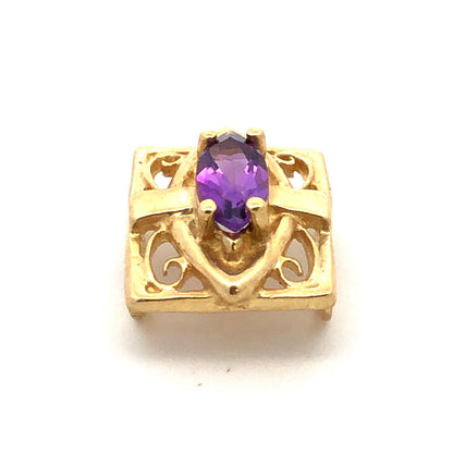 Designer 10K Yellow Gold Amethyst February Anniversary Slide Bracelet Charm