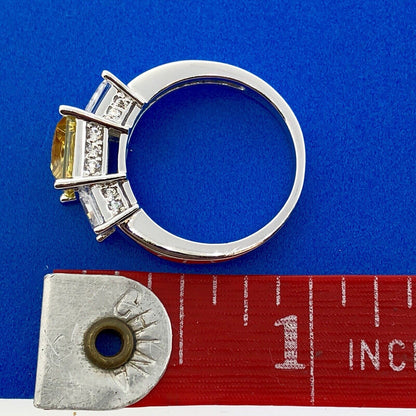 Designer 925 Sterling Silver Lemon White Ice Cubic Zirconia CZ Cocktail Ring