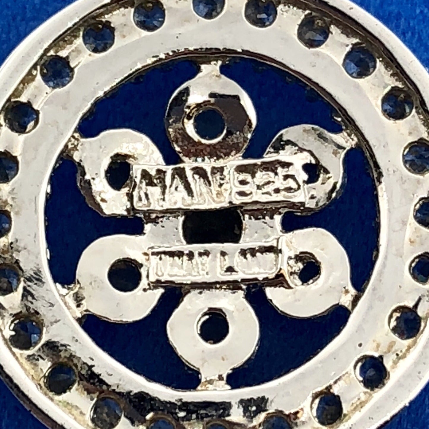 Designer 925 Sterling Silver Topaz Diamond Floral Double Drop Pendant Necklace