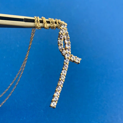 Designer 14K Yellow Gold Tanzanite Infinity Eternity Anniversary Necklace