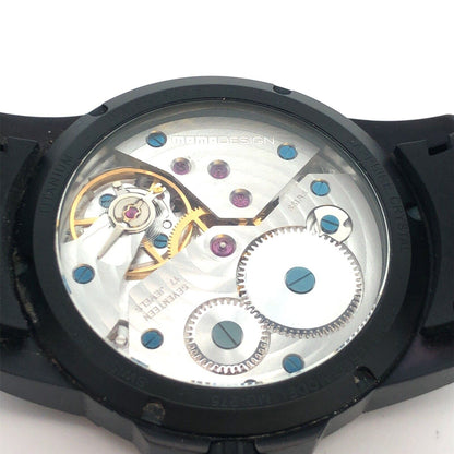 Momo Design Titanium Hand Wound MD-275 Black Rubber Strap Mens Watch