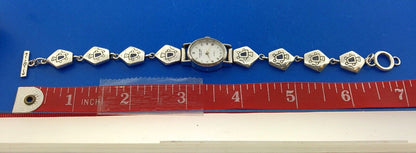 Stone Age Native American Artisan Sterling Silver 925 MOP Bracelet Watch