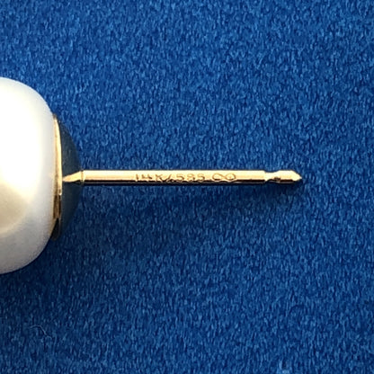 Beautiful Bride 14K Yellow Gold White Pearl Statement Stud Earrings