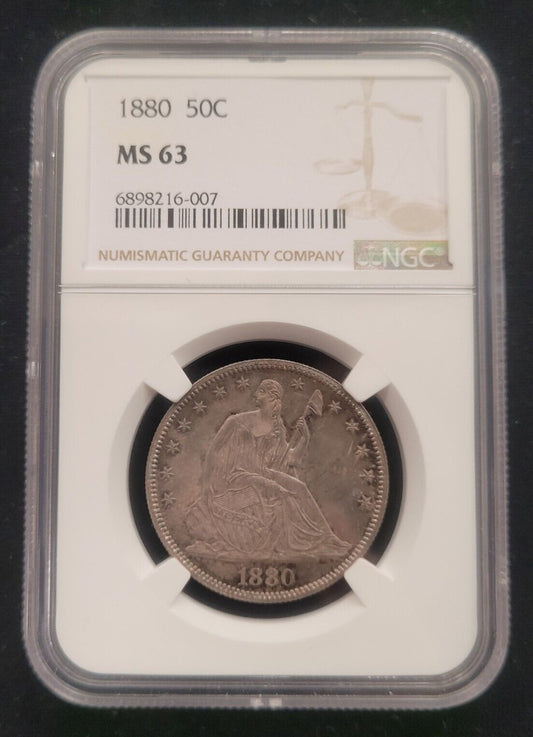 1880 50c Philadelphia NGC MS63 .900 Silver American Seated Liberty Half Dollar