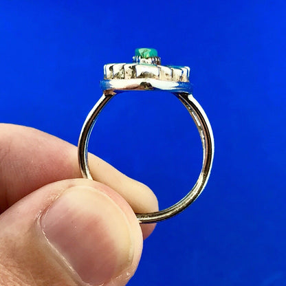 Vintage Native American 925 Sterling Silver Turquoise Statement Finger Ring