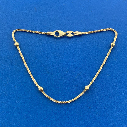 14K Yellow Gold Italy Fancy Cut Disco Ball Station Bracelet