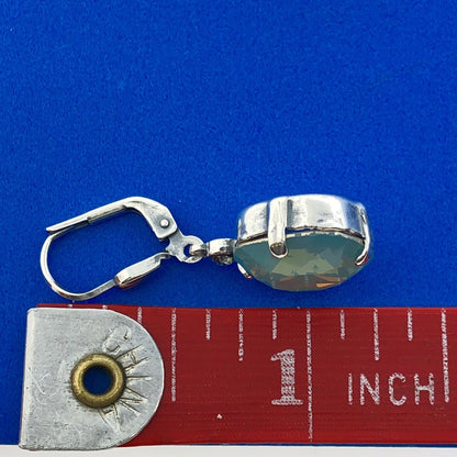 Lovely Sterling Silver 925 Aurora Borealis Coated Crystal CZ Leverback Earrings