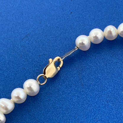 Designer 14K Yellow Gold White Pearl Bridal June Anniversary Beaded Bracelet