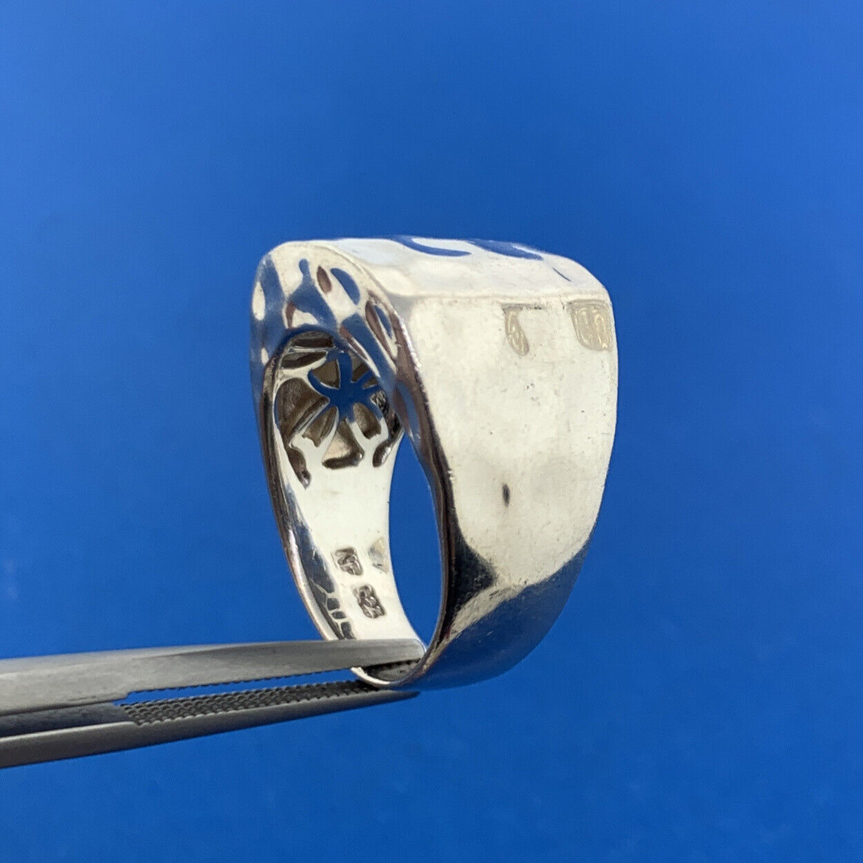 Designer NF Sterlling Silver 925 Hammered Square Dome Statement Cocktail Ring