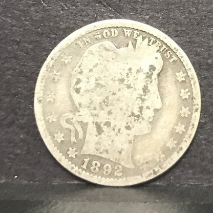 1892 P Silver Barber Quarter Better Key Date Philadelphia Coin Rare Scarce