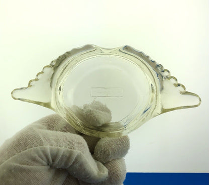 Mid Century Glass Bake Patent 124842 Clear Glass Stuffed Crab Mold Dish
