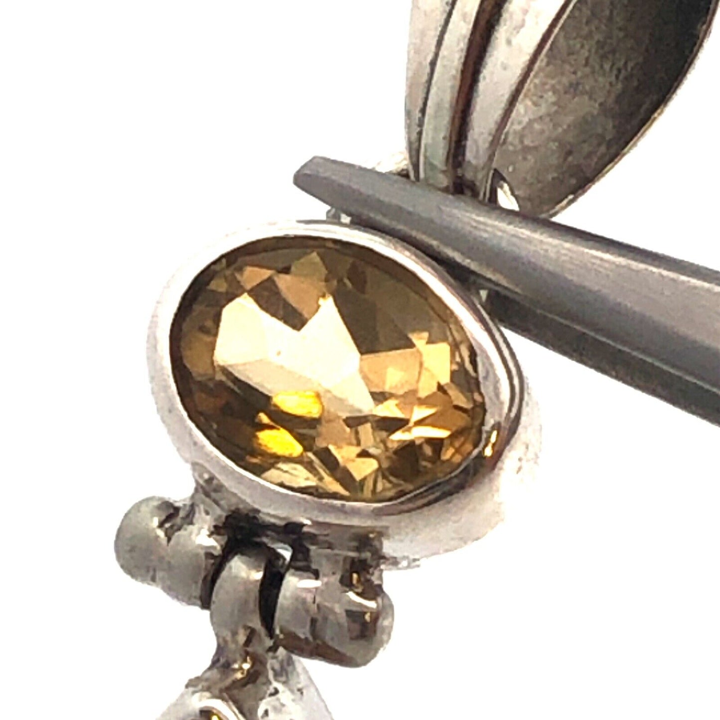 925 Sterling Silver Citrine Prasiolite Drop Dangle Statement Pendant