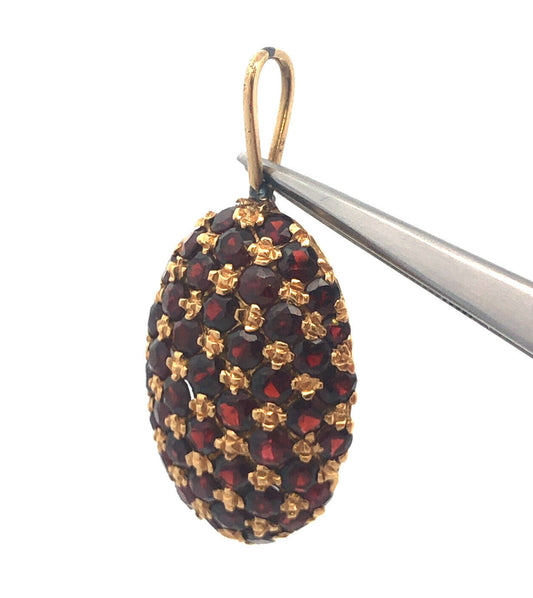 Custom 14k Yellow Gold Large Pendant with Stunning Garnet Gemstones