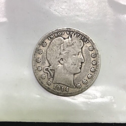 1914 D Barber Silver Quarter 25c $.25 Better Key Denver Rare Scarce
