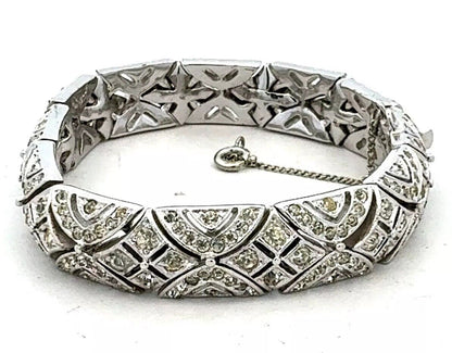 Sparkling Silver Tone Cubic Zirconia CZ Statement Tennis Bracelet