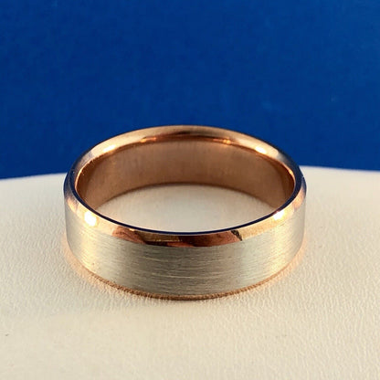 Popular 10K White Rose Gold Brushed Polished 7 MM Unisex Wedding Cigar Band Ring