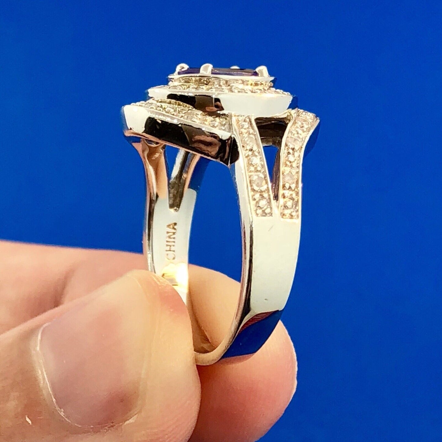 Designer 925 Sterling Silver Tanzanite Diamond Accent December Anniversary Ring