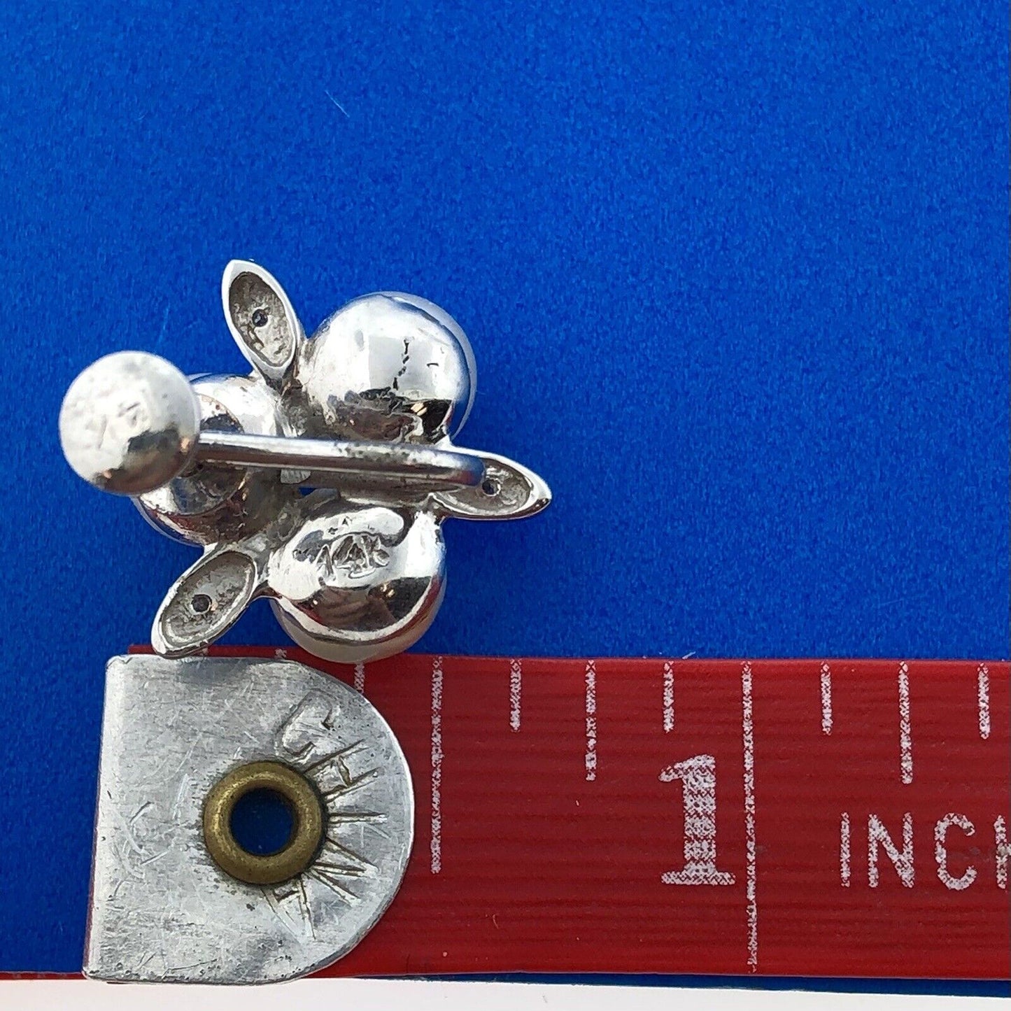 Mid Century Glamorous 14K White Gold Pearl Diamond Bridal Screw Clip Earrings