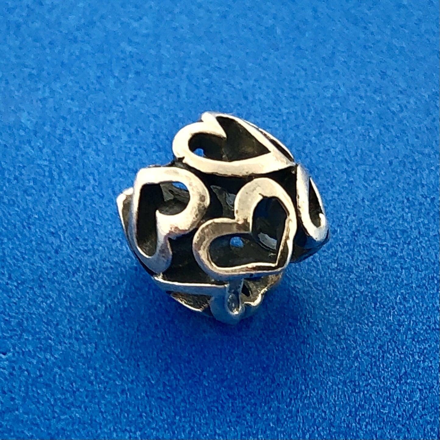 Designer Sterling Silver 925 Heart Openwork Bead Bracelet Charm