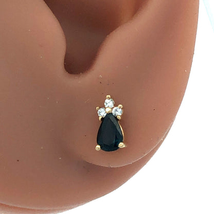 Designer 14K Yellow Gold London Blue Topaz Diamond Accented Stud Earrings