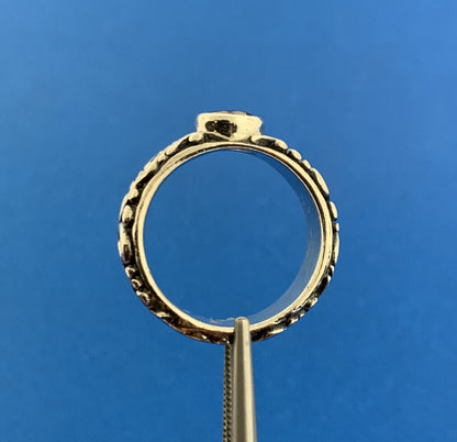 Vintage Sterling Silver Garnet Solitaire Vine Scroll January Anniversary Ring