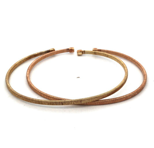 Designer Italy 925 Sterling Silver Gold Rose Gold Stacking Cuff Bracelet Set