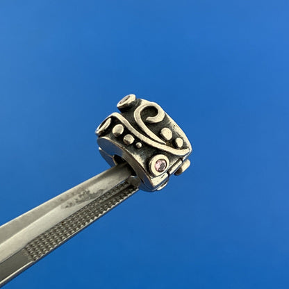 PANDORA 925 Sterling Silver 790380PCZ Pink CZ Tendril Clip Slide Bracelet Charm
