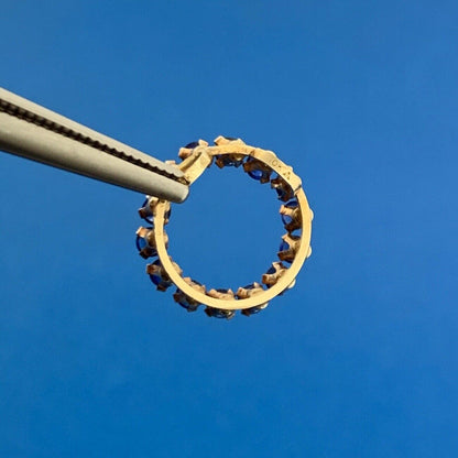10K Yellow Gold Blue Sapphire September Anniversary Circle Slide Pendant
