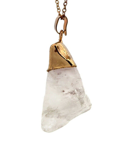 Vintage Gold & Silver Tone Crystal Quartz Chakra Healing Necklace Earrings Set