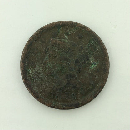 1854 P Liberty Head Braided Hair Large Copper Cent Better Philadelphia Mint Coin