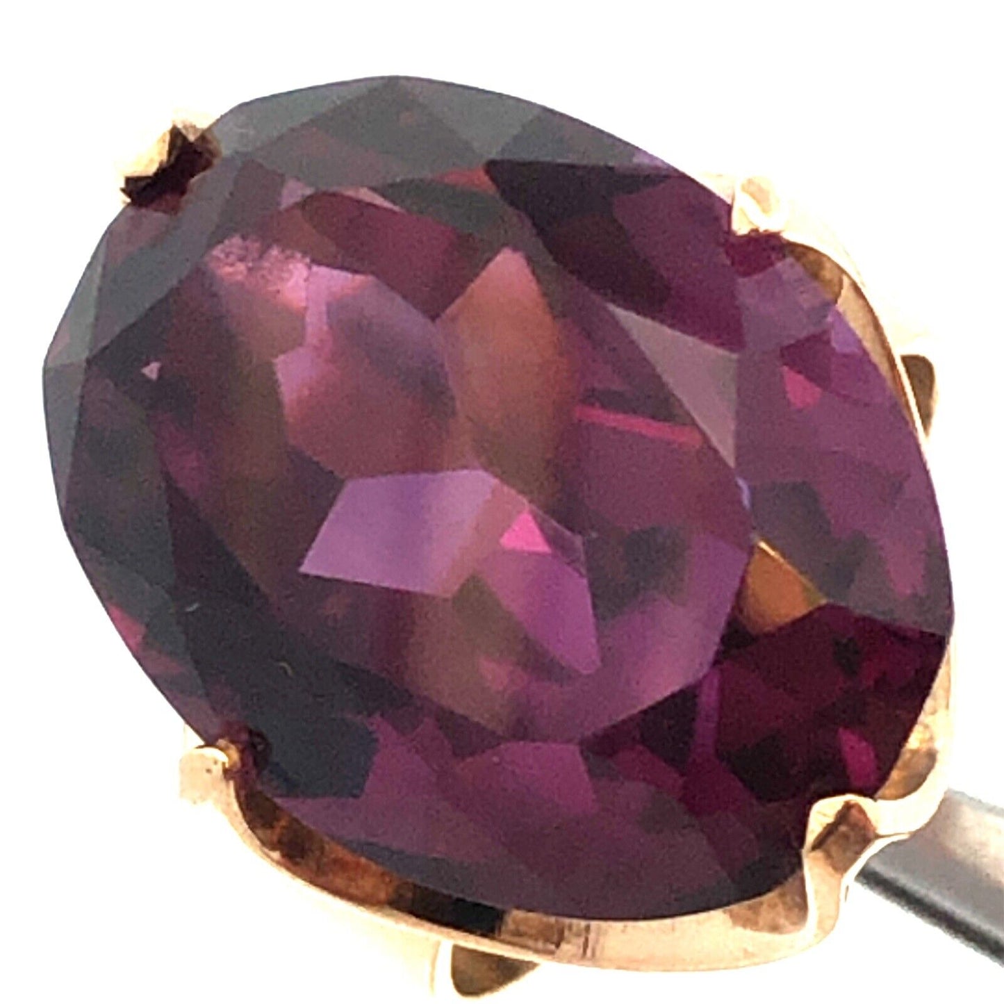 14K Yellow Gold Lab Created Oval Purple Sapphire Statement Cocktail Ring