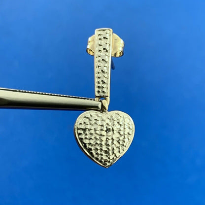 Designer 925 Sterling Silver Vermeil Round Diamond Drop Dangle Heart Earrings