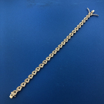 Designer 925 Sterling Silver Diamond Heart Panel Statement Tennis Bracelet