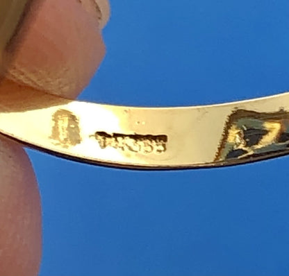 Vintage 14K Yellow Gold Lapis-Lazuli Cabochon Modernist Abstract Cocktail Ring