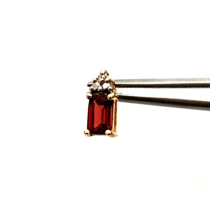 Designer 10K Yellow Gold Lab Created Ruby Diamond Accent January  Stud Earrings