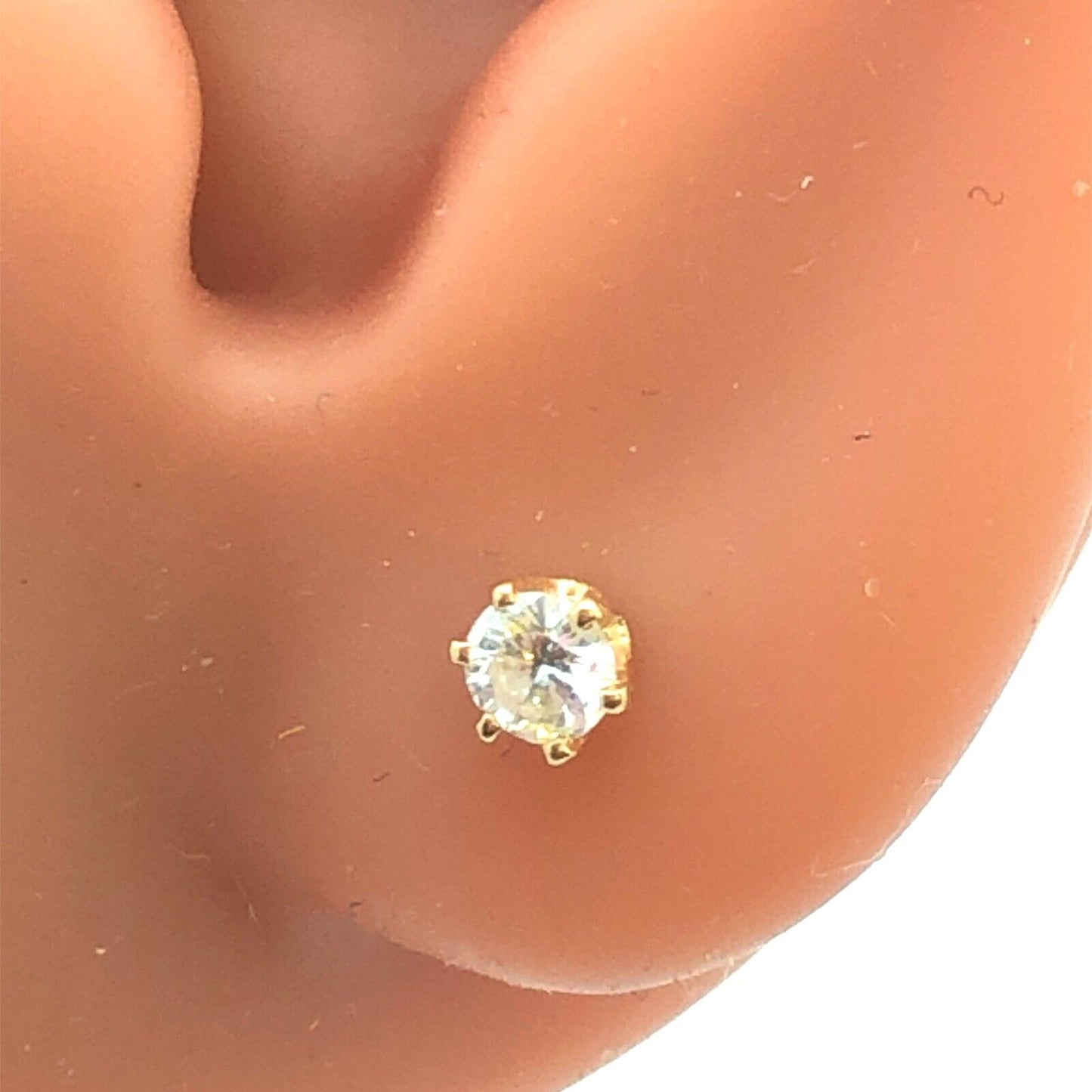 Designer  14K Yellow Gold Round Diamond Solitaire Everyday Stud Earrings