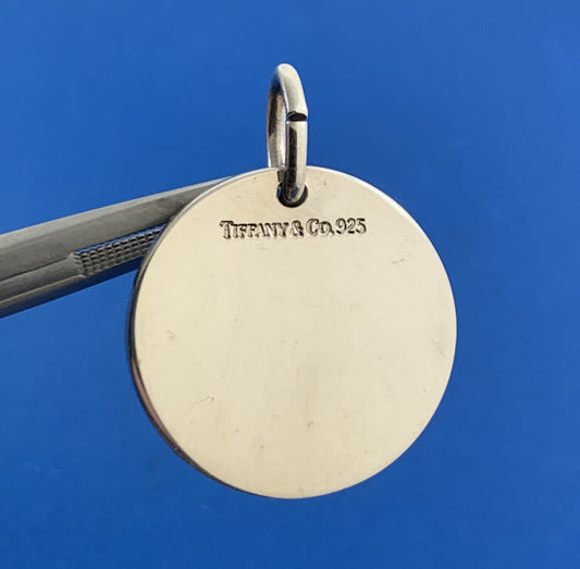 Tiffany & Co. 925 Sterling Silver Flat Round Engravable Pendant