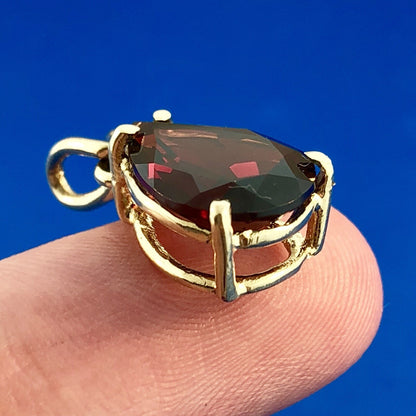 Designer 14K Yellow Gold Pear Shaped Garnet January Occasion Statement Pendant