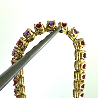 Ross Simons 18K Yellow Gold Custom Amethyst Ruby Statement Tennis Bracelet