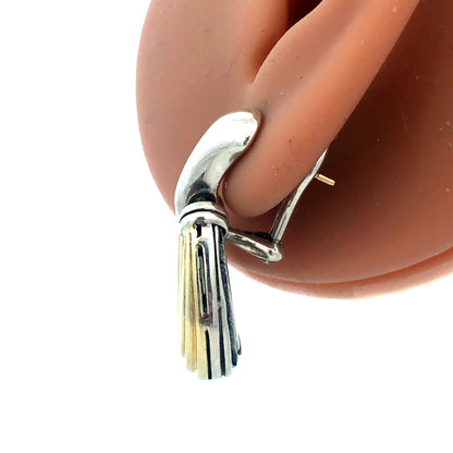 Designer Lagos Caviar 925 Sterling Silver 18K Gold Loop Dangle Stud Earrings
