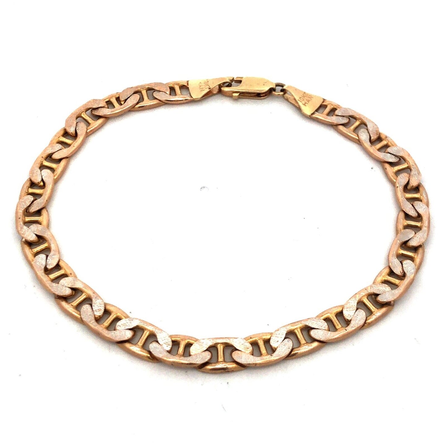 Designer Italy HAN 10K Unisex Mariners Link Florentine Polished Finish Bracelet