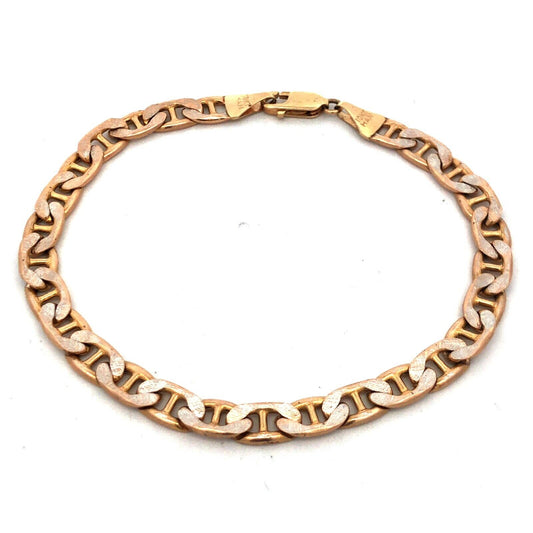 Designer Italy HAN 10K Unisex Mariners Link Florentine Polished Finish Bracelet
